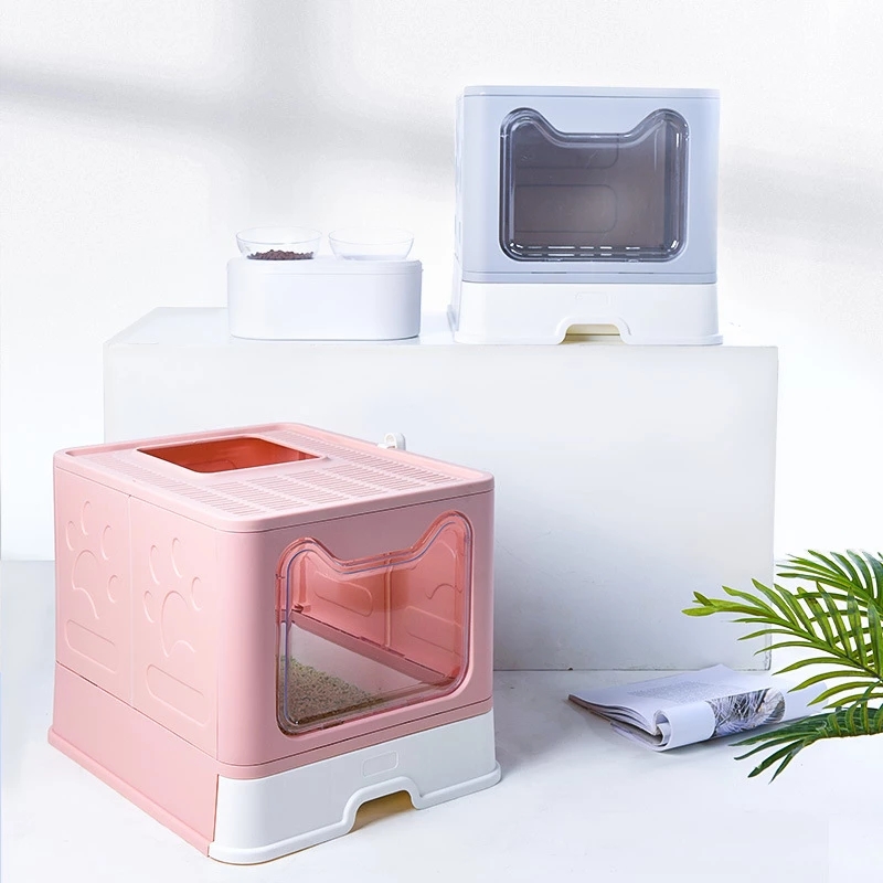 Cheap Folding Cat Litter Box Independent Packaging Small Size Total-Enclosed Push-out Drawer Cat Toilet Push-in Cat Litter Box