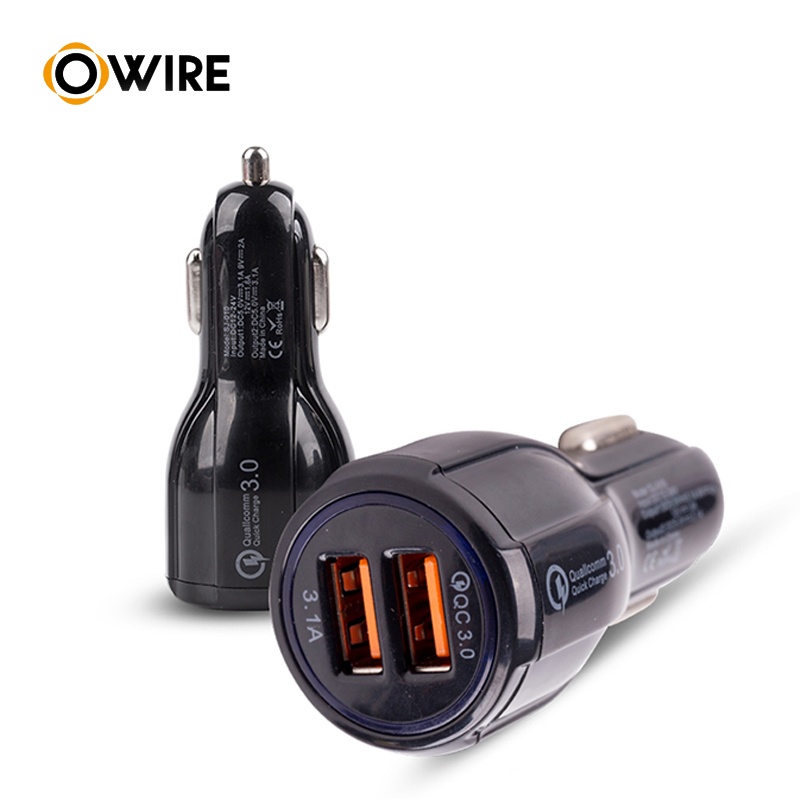 Автомобильное зарядное устройство QC3.0 с двумя usb-портами, 3,1 А