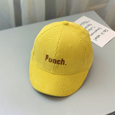 Korean autumn winter baby corduroy peaked cap children alphabet casual hat trendy boys personality short brim baseball cap
