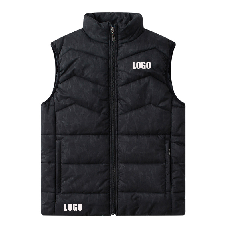 Free shipping Stand Collar Padded Vest Water Repellent Reversible Outdoor Winter Camouflage down cotton Vest For Men