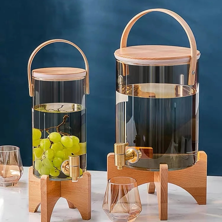Glass cold Water Pitcher With Tap Household Large Capacity Cups Wine Juice Barrel 3L/7L Heat Resistant Lemon Water Bottle