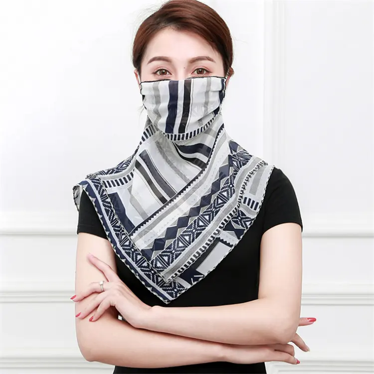 2020 Women chiffon Face Scarf Dust Sun Protection Hanging Ear Neck Scarf Outdoor Multi-funtion Scarf