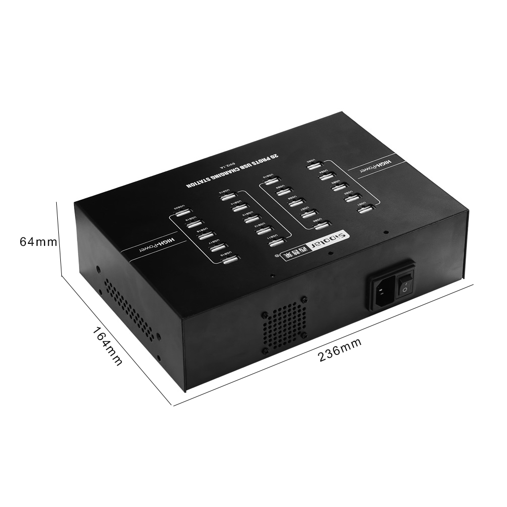 Зарядная Станция Sipolar на 20 USB-портов со светодиодной подсветкой и питанием, зарядка 2,1 а для iPhone, сотовых телефонов, планшетов