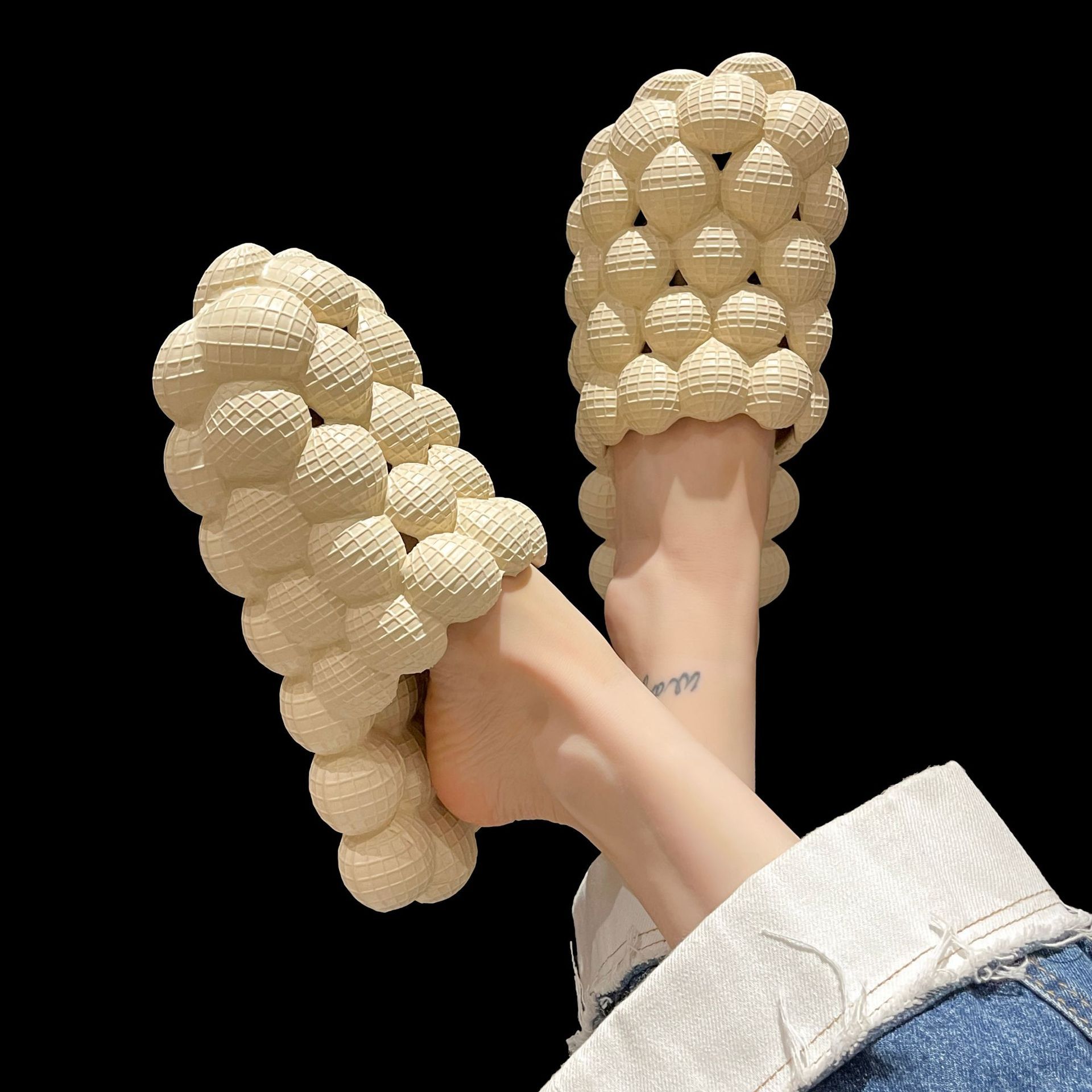 Men's Women's Summer Home Spa Slippers Non-Slip Foam PVC Lining Foot Massage Height Increasing Soft Cushioned Shoes Autumn