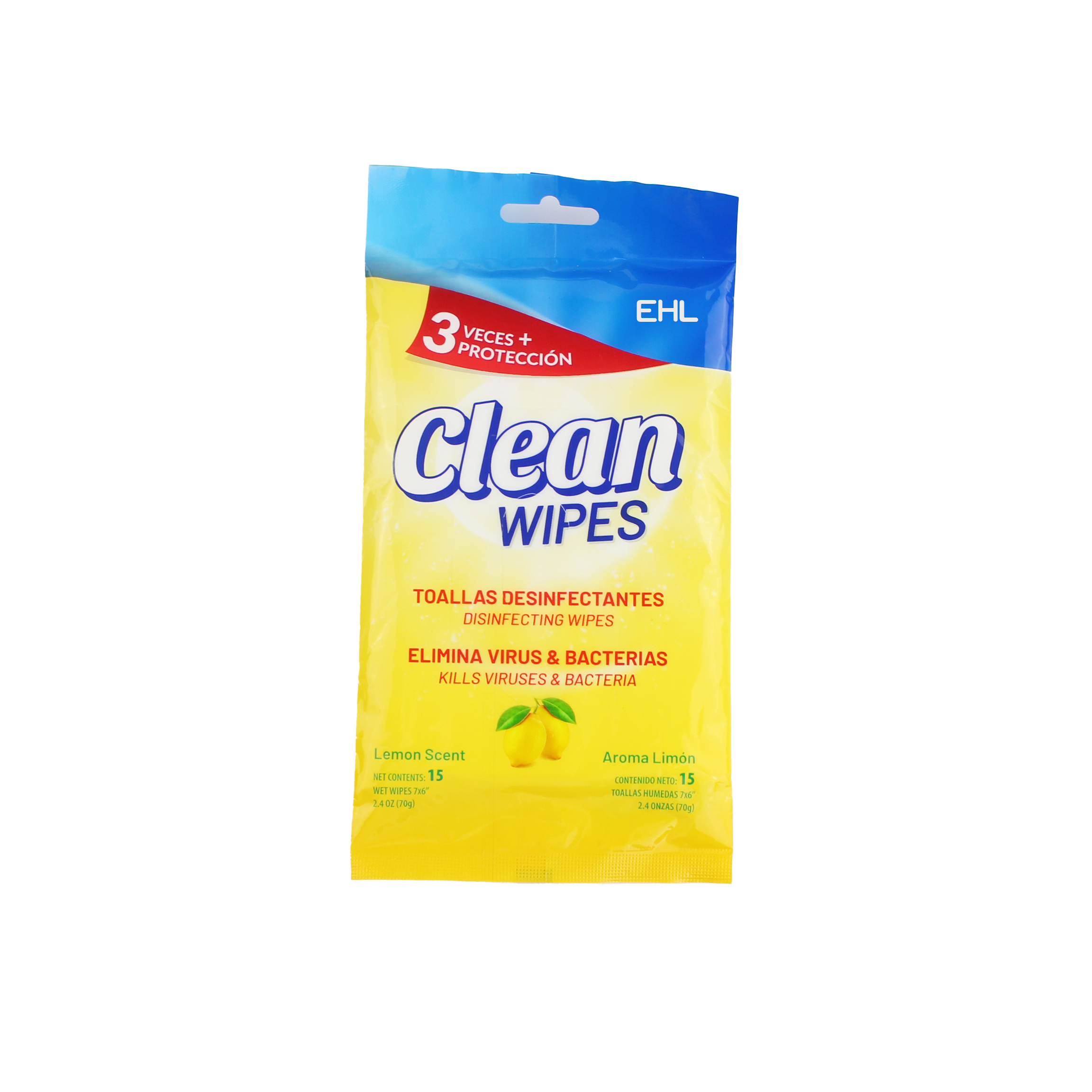Wholesale Custom 15 Suction/ Bag Lemon Scent Spunlace Non-Woven Maximum Strength Cleaning Kitchen Wet Wipes