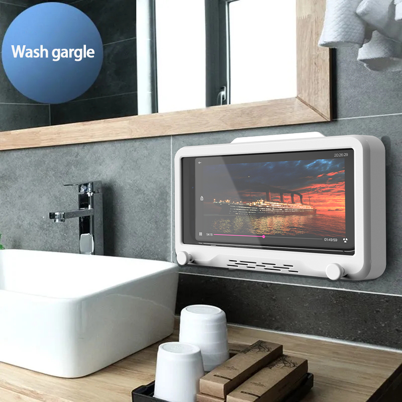 Anti Slip Shower Phone Holder Waterproof Sticky Wall Mount Anti Fog Rotate 360 degrees Mobile Phone Stand