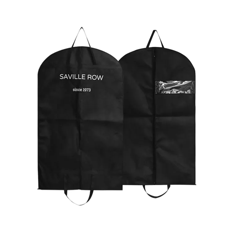 Eco Friendly Custom Logo Reusable Foldable Wedding Dress Cover Garment Suit Non Woven Tote Bag With PVC Window Tote Bag
