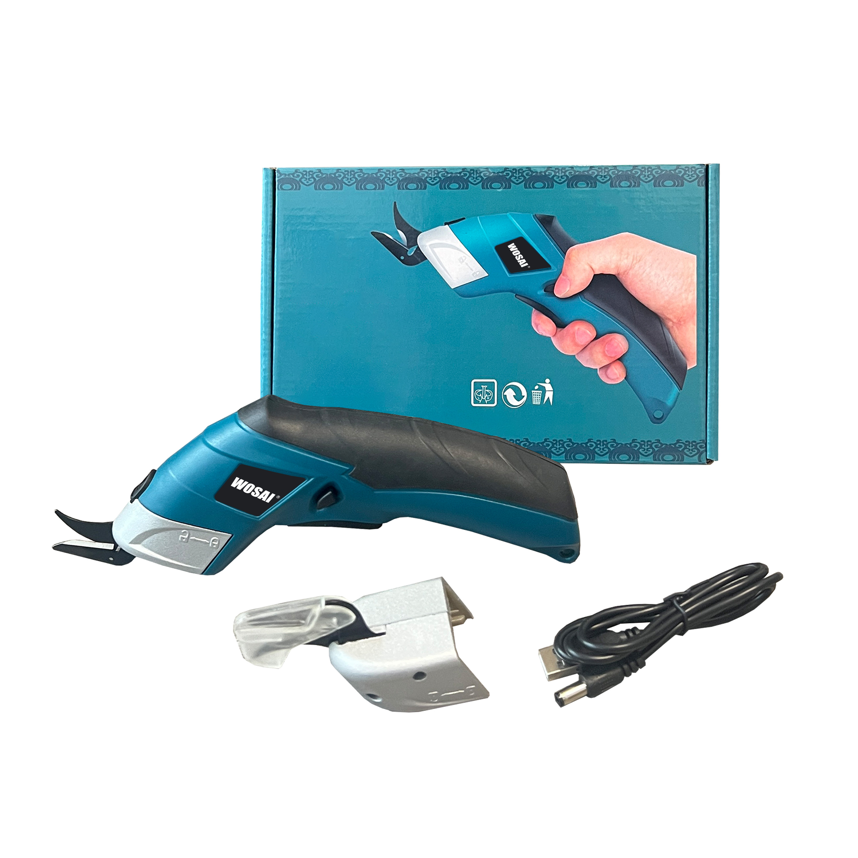 WOSAI Multifunctional Stainless steel Effortless Fabric Clothing Textile Leather Electric Cordless Scissors