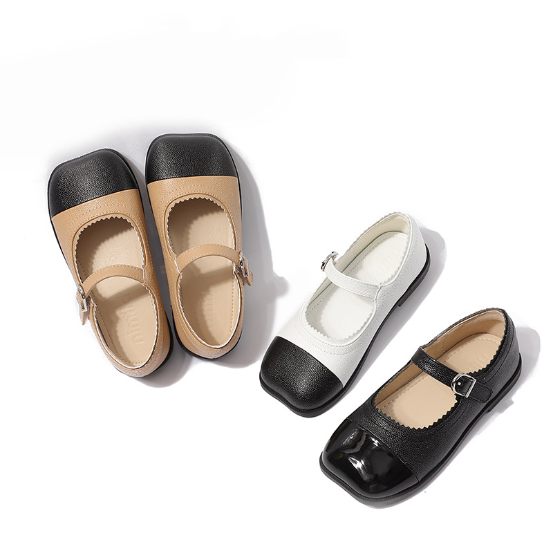 Girls princess shoes 2021 new black soft-soled children's small leather shoes performance shoes