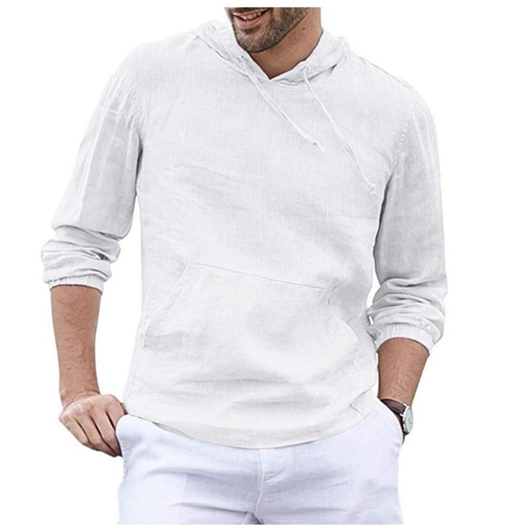 Custom renewable breathable lightweight linen hemp hoodie for men