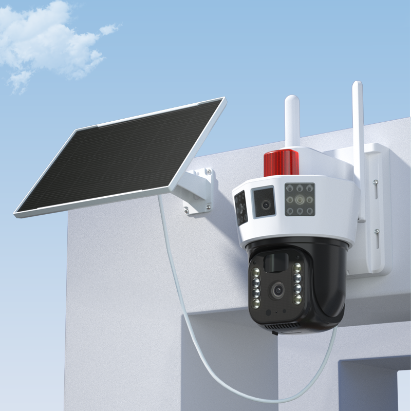 Wholesale V380 Smart Wireless Solar Surveillance Camera PIR Humaniod Detection alarm 360 DegreeTriple Lens SIM Card 4G Camera