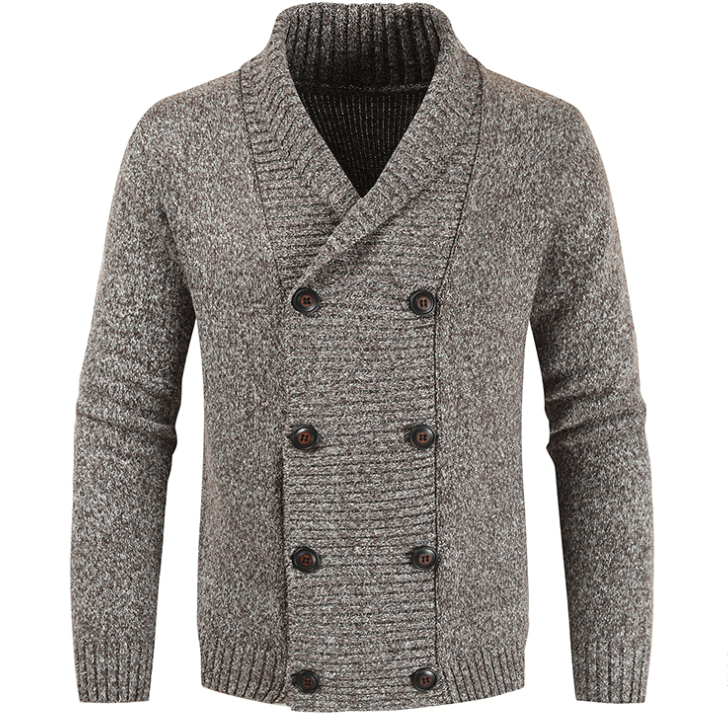 2021 autumn new men's sweater fashion casual youth double-breasted cardigan sweater beige brown coat with button