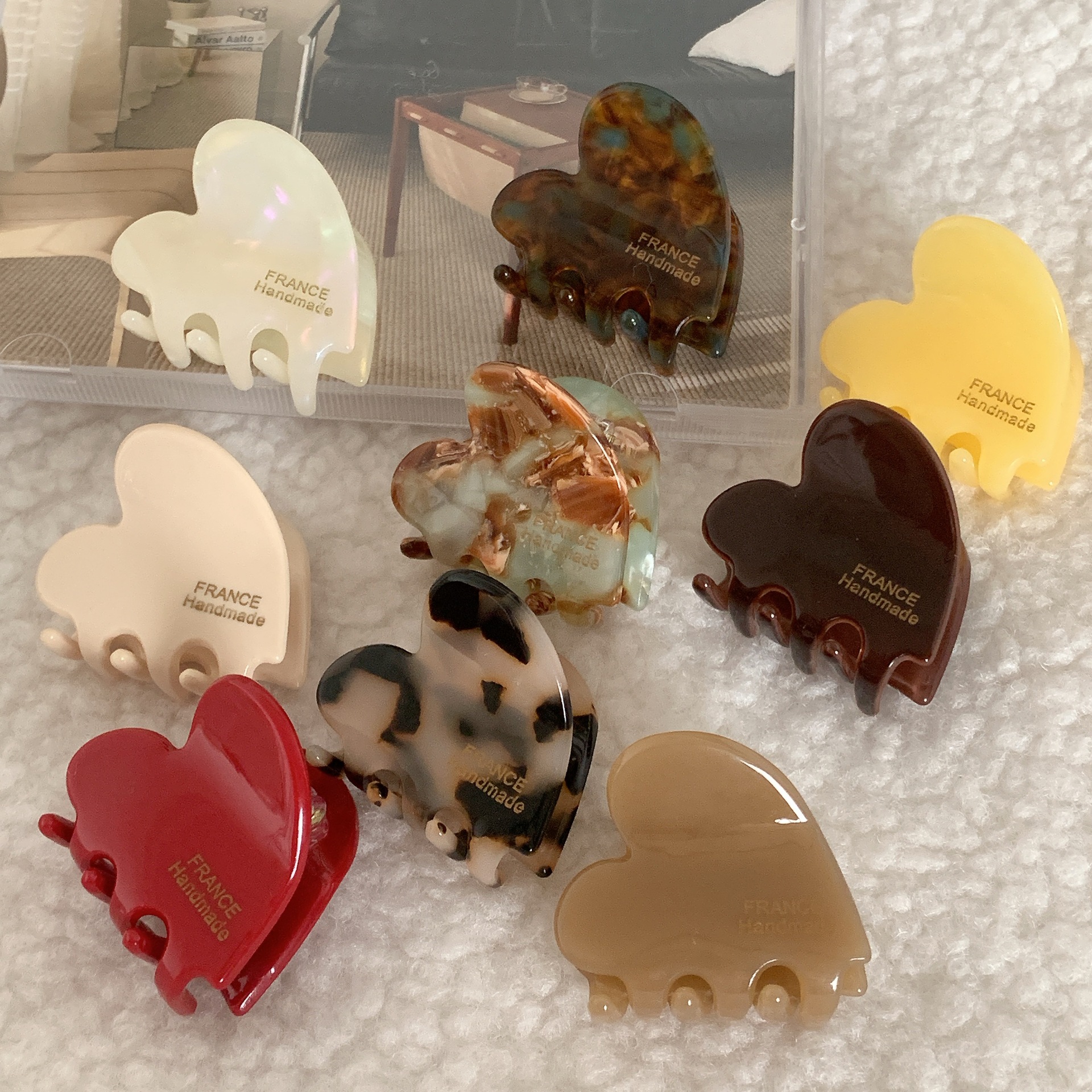 Customizable Heart-Shaped Acetate Hair Clips