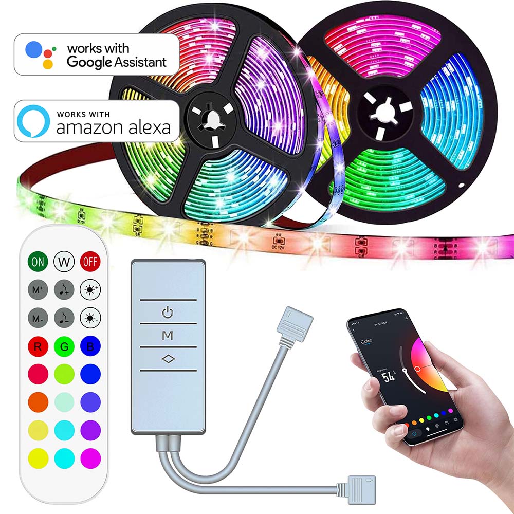Светодиодная лента с usb-питанием комплект wi-fi на заказ Tuya Smart 12V Flexable 24key рч пульт дистанционного управления alexa голосовое управление изменение цвета светодиодные полосы света комплект