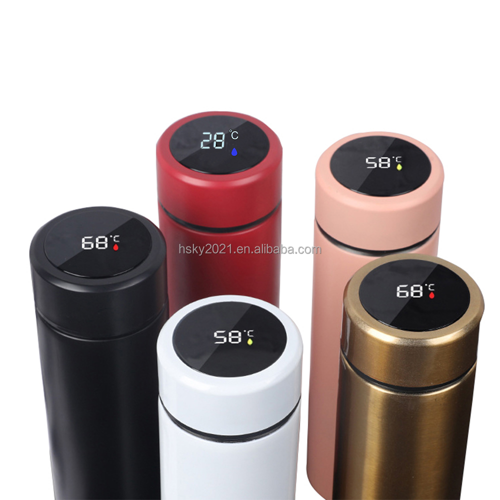 500ml 750ml smart thermos water bottle LED digital temperature display cups stainless steel mugs intelligent insulation cupsn