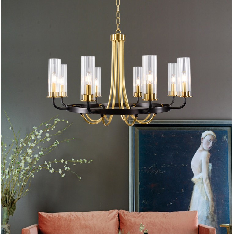 Living Room American Creative Luxury Pendant Light Personality Restaurant Chandelier Glass Modern Simple Full Copper Chandelier