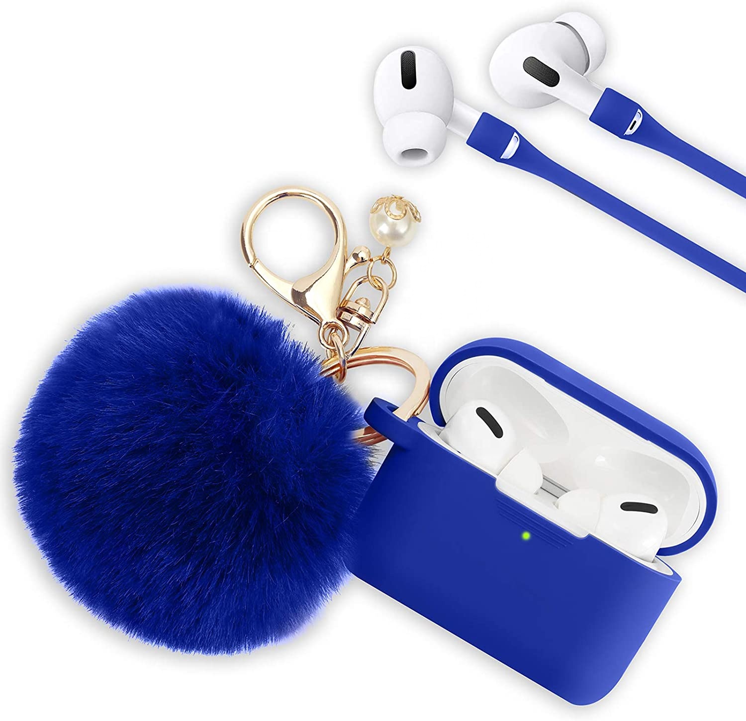 Силиконовый чехол, совместимый с зарядным футляром Apple AirPod Pro, милый пушистый помпон с шариком, брелок для футляра Airpod