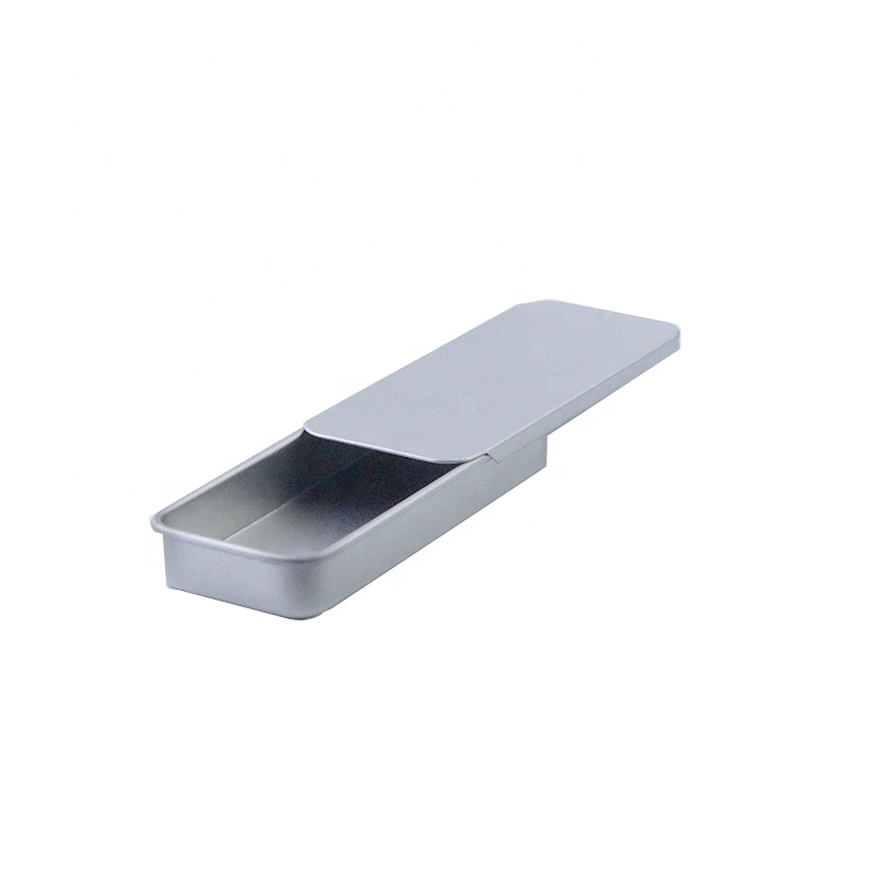 Empty Custom 10g Silvery Metal Sliding Tin Solid Perfume Tin Container Rectangle Lip Balm Can (NIR13-S)