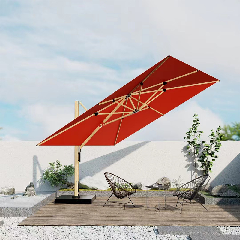 Fade Resistant polyester waterproof canopy umbrella sunshade offset beach umbrella with handle crank