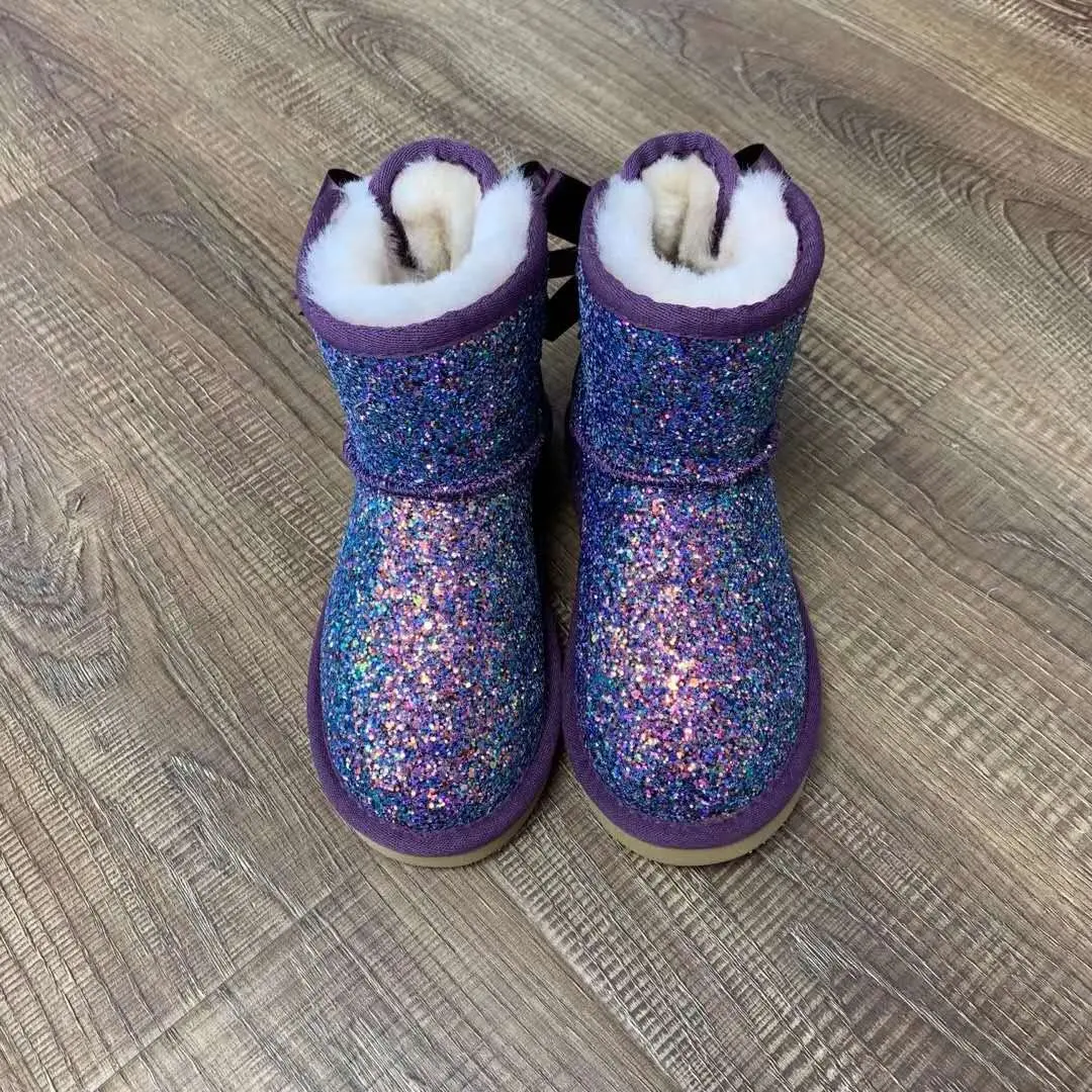 2020 New Arrival winter Fashion KIDS fur boots Shiny Glitter Children fur boots