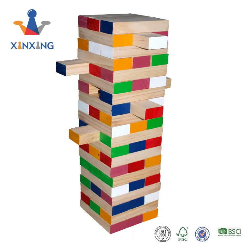 Colorful Wooden Tumble Tower Deluxe Stacking Game Outdoor Game