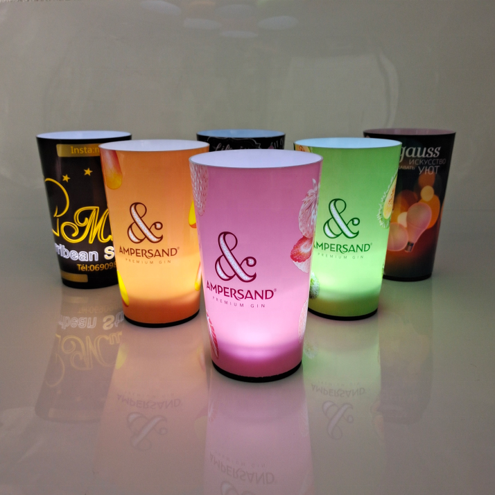 Led light cup Custom Logo 12/14/16 Oz Reusable Led Flashing Drinking Red Bull Led cup For Party