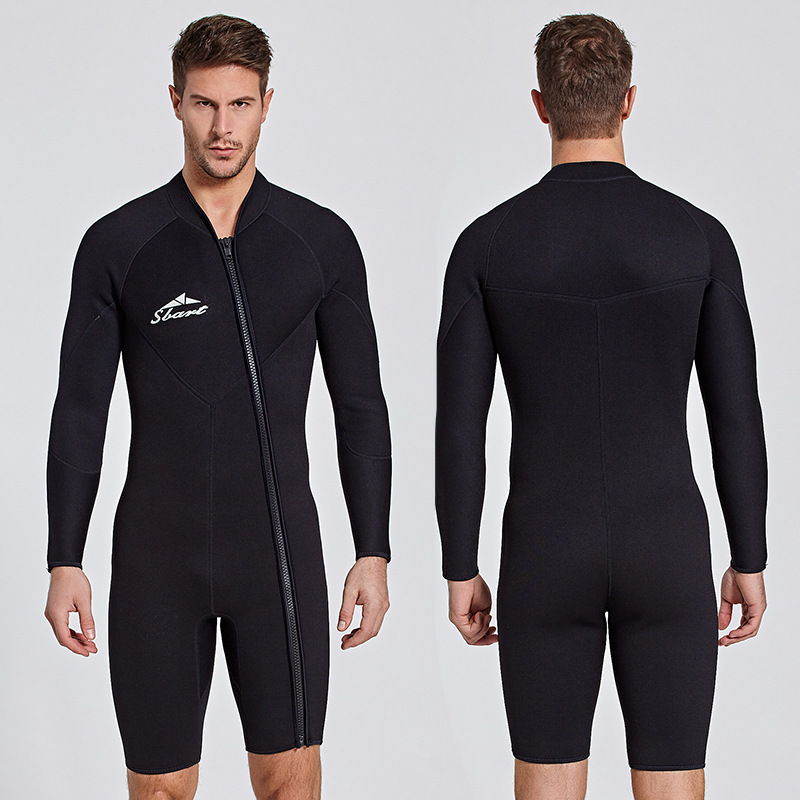 Sbart New Design 3mm Neoprene Chest Zipper Adults Diving Wetsuits Surfing Comfortable Wetsuit Long Sleeve Short Leg