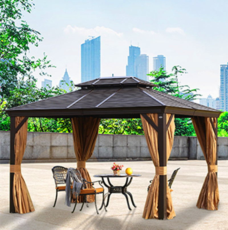 Factory wholesale luxury gazebo Aluminum Garden Waterproof roof Outdoor Hardtop gazebo outdoor