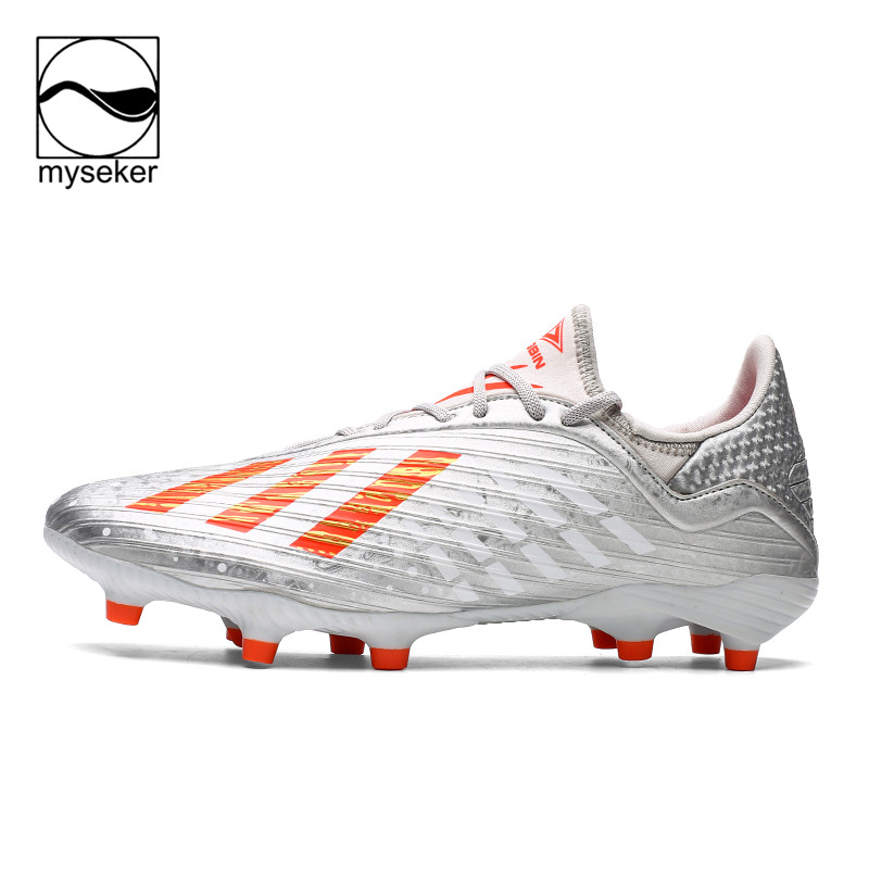 Мужские футбольные туфли Superfly 7 Krampon Ayakkabi для мальчиков Soulier De Foot Acasion по низкой цене, кожаные, серебристые
