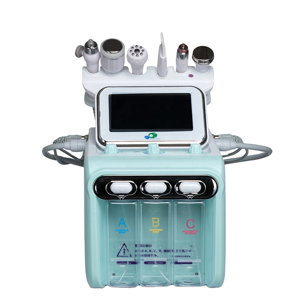 New design 6 in 1 skin care machine H2O2 Hydrogen Oxygen small bubble face cleaning skin peeling water facial care Oxygen Jet