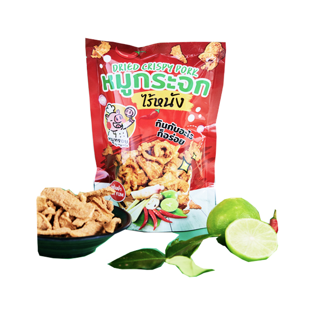 Хрустящие свиные сушеные томы Ням со вкусом, хрустящий столбик, тайские закуски Moo Kra Jok, 40 грамм, первоклассная кожа, свиная закуска, хит продаж
