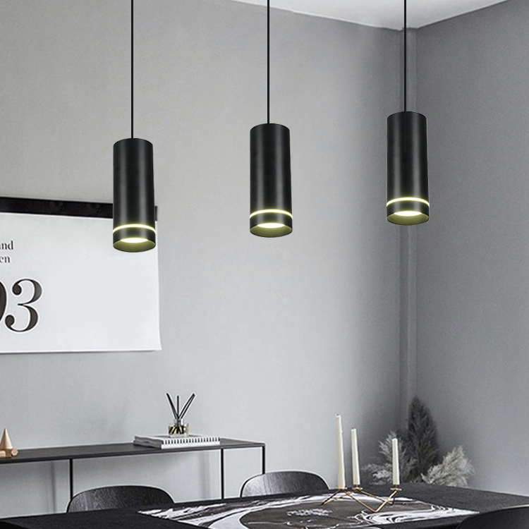 Energy Saving Round Aluminum Led Ceiling Lamp Black COB Chandeliers Linear Pendant Hanging Light