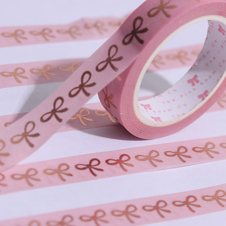 Kawaii Gold Foil Washi Tape Cute Bronzing Bow Pink Washi Tape Gold Printing