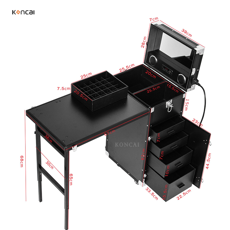 Nail Polish Table 2 In 1 Makeup Organizer Trolley Case Foldable Nail Table Train Case