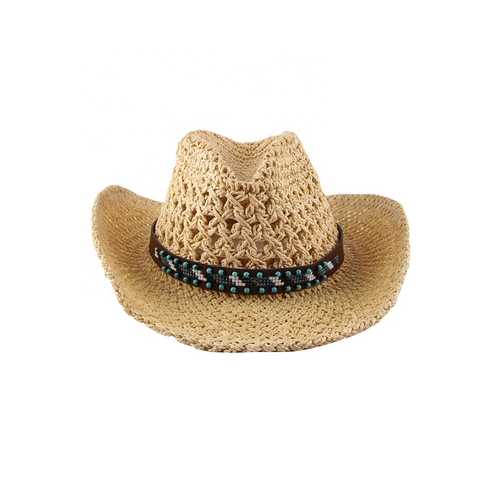 Spring and summer hollow western cowboy hat big brim hand-straw hat