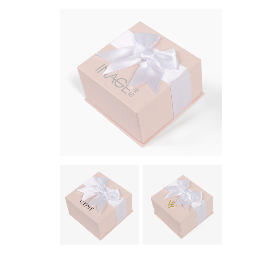 eco friendly customized elegant jewellery packaging white ring box jewelry gift box and bag bowknot with ribbon