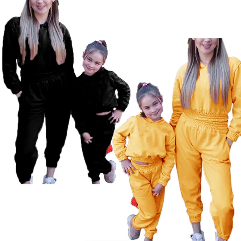 New Release Two Piece Pants Set for Women Kids Clothing Sets Matching Croptop Hoodie Set Mommy and Me Outfits