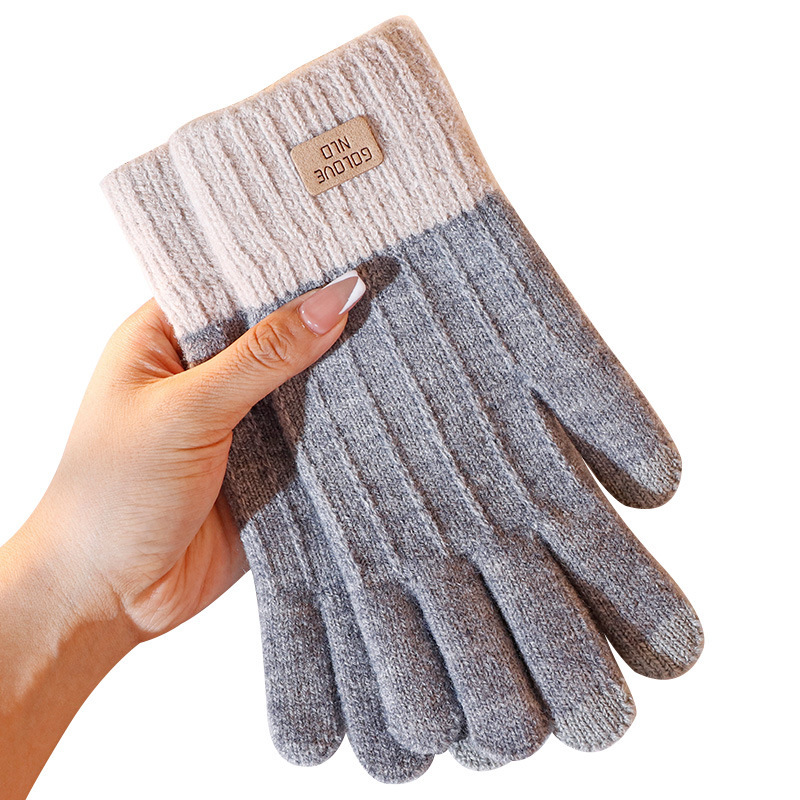 Japan Korea Unisex Imitation Cashmere Knitted Gloves Lady Jacquard Touch Screen Outdoor Keep Warm Winter Cycling Gloves