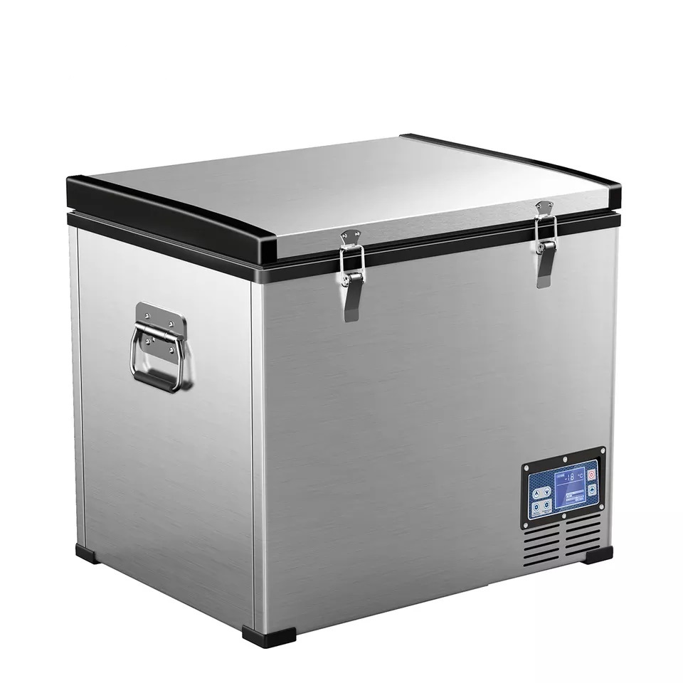 COOLBO BCD 60L Stainless Steel Large Capacity AC 100V-240V DC 12V/24V Car Fridge Freezer Refrigerator