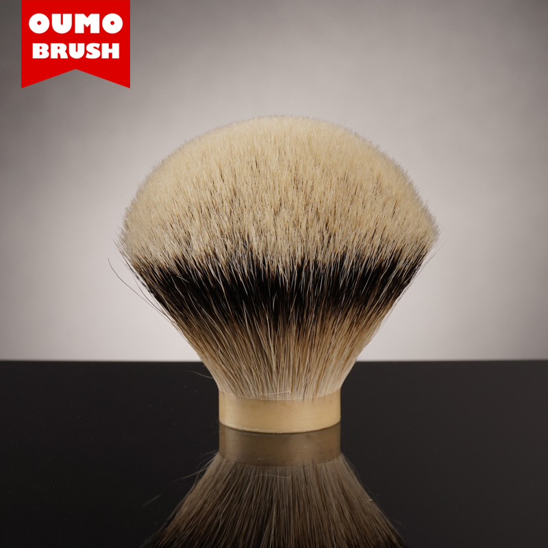 OUMO BRUSH - SHD SILK HMW, супер высокая плотность, высокий горный белый серебристый наконечник, барсук, щетка для бритья, узел с гелевым наконечником