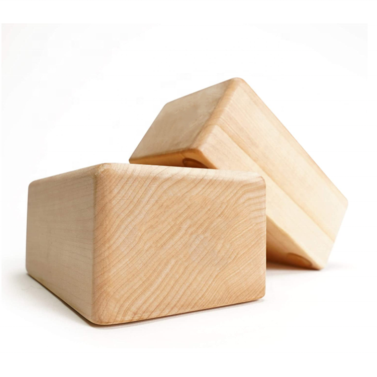 Wholesale custom set of 2 natural handstand plain balancing wood yoga block