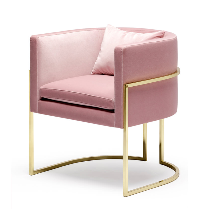 Modern gold stainless steel pink upholstery recliner velvet brass luxury julius living room furniture leisure sofa chair