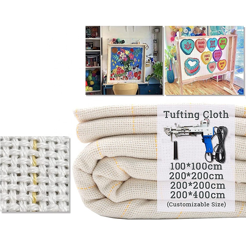 Customizable needlework fabric for mat carpet rug hooking tufting monks cloth