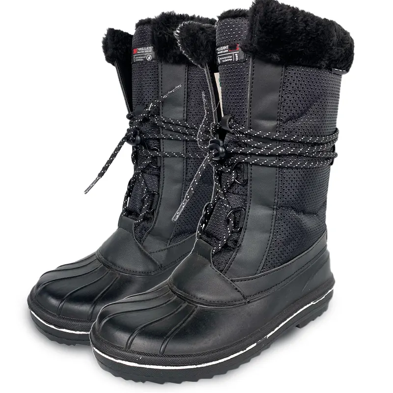 2021 Custom EVA ladies keep warm real fur black duck winter snow boots for women wholesale