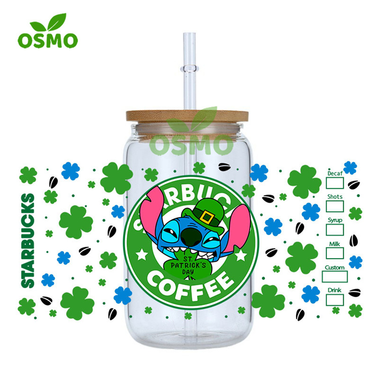 Osmo Factoroy оптовая продажа пользовательских Uv Dtf переводных стаканчиков Эко-растворитель Переводные обертки для стаканчиков стеклянные банки Libbey