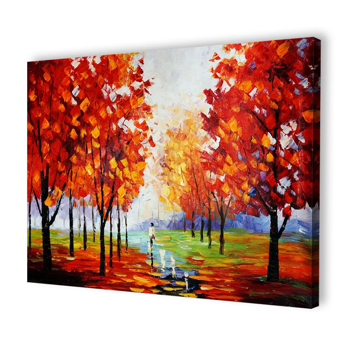 Dafen Home Wall Art Red Abstract Landscape Oil Painting Customizable Picture