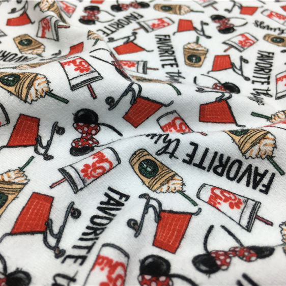 opular Made In China 100% Cotton 150gsm Cartoon China Lycra Knit Fabrics Custom Digital Printing Cotton Lycra Fabric Wholesale