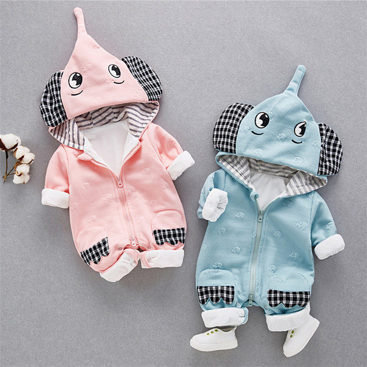 YQ668 Бесплатная доставка зима мультфильм Дети Onesie слон балахон Детские ползунки с длинным рукавом цельный комбинезон