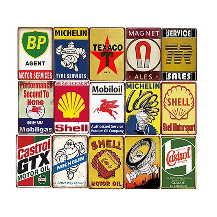 Motor Oil Plaque Vintage Metal Tin Signs Garage Gas Station Decorative Tyre Service Retro Wall Art Poster 20x30cm