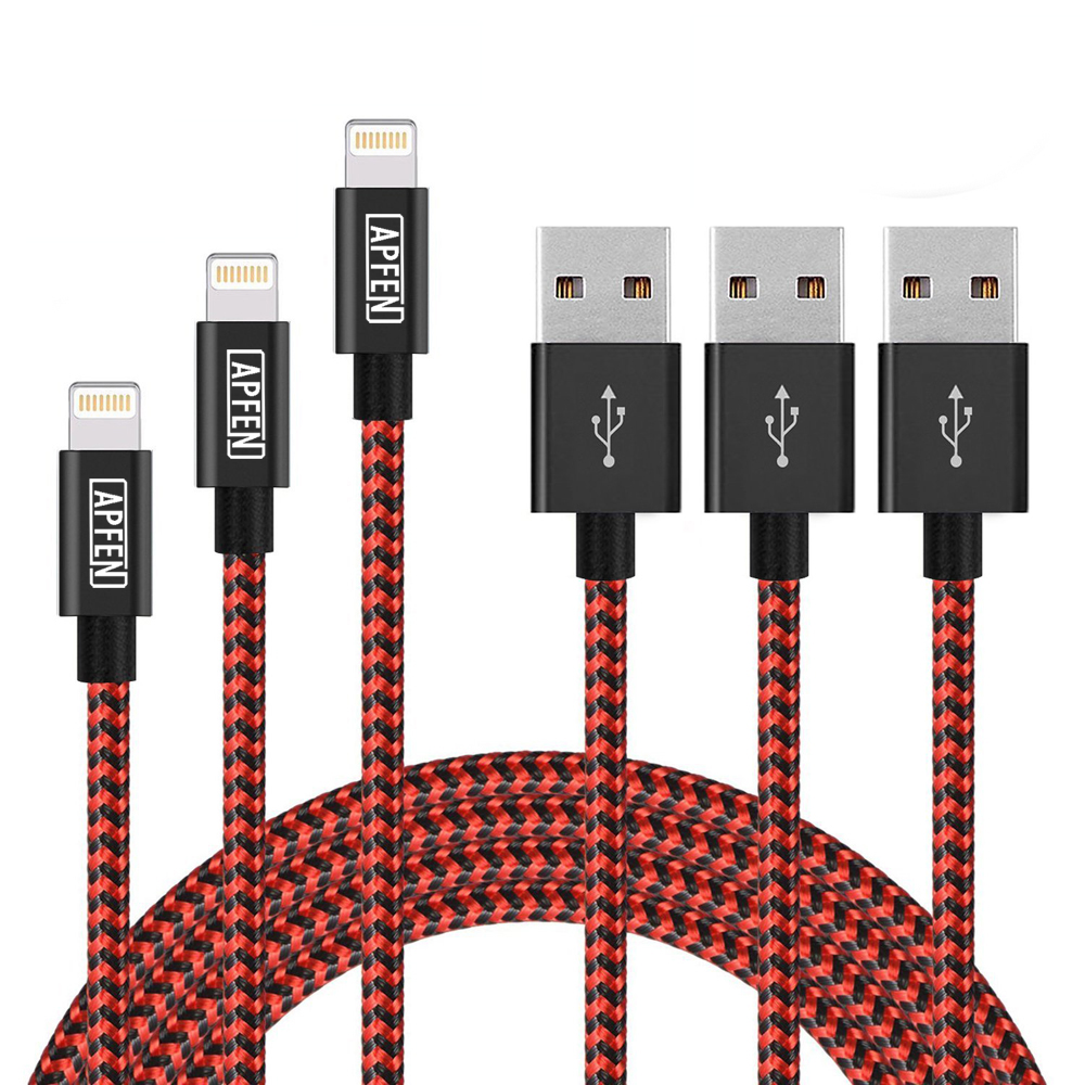 Для iPhone USB Кабель зарядного устройства 3ft 6ft 10ft USB кабель с нейлоновой оплеткой 2.4A для iPhone зарядный кабель 1m 1,5 m 2m 3M USB кабель для зарядки и передачи данных USB кабель для передачи данных Шнур